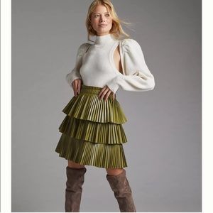 Mare Mare Anthropologie Tiered Faux Leather Mini Skirt Size XS